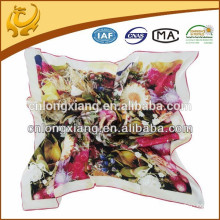 printed square silk satin ladies muffler